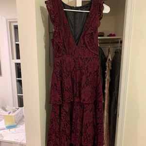 Merlot wine color maxi peplum dress